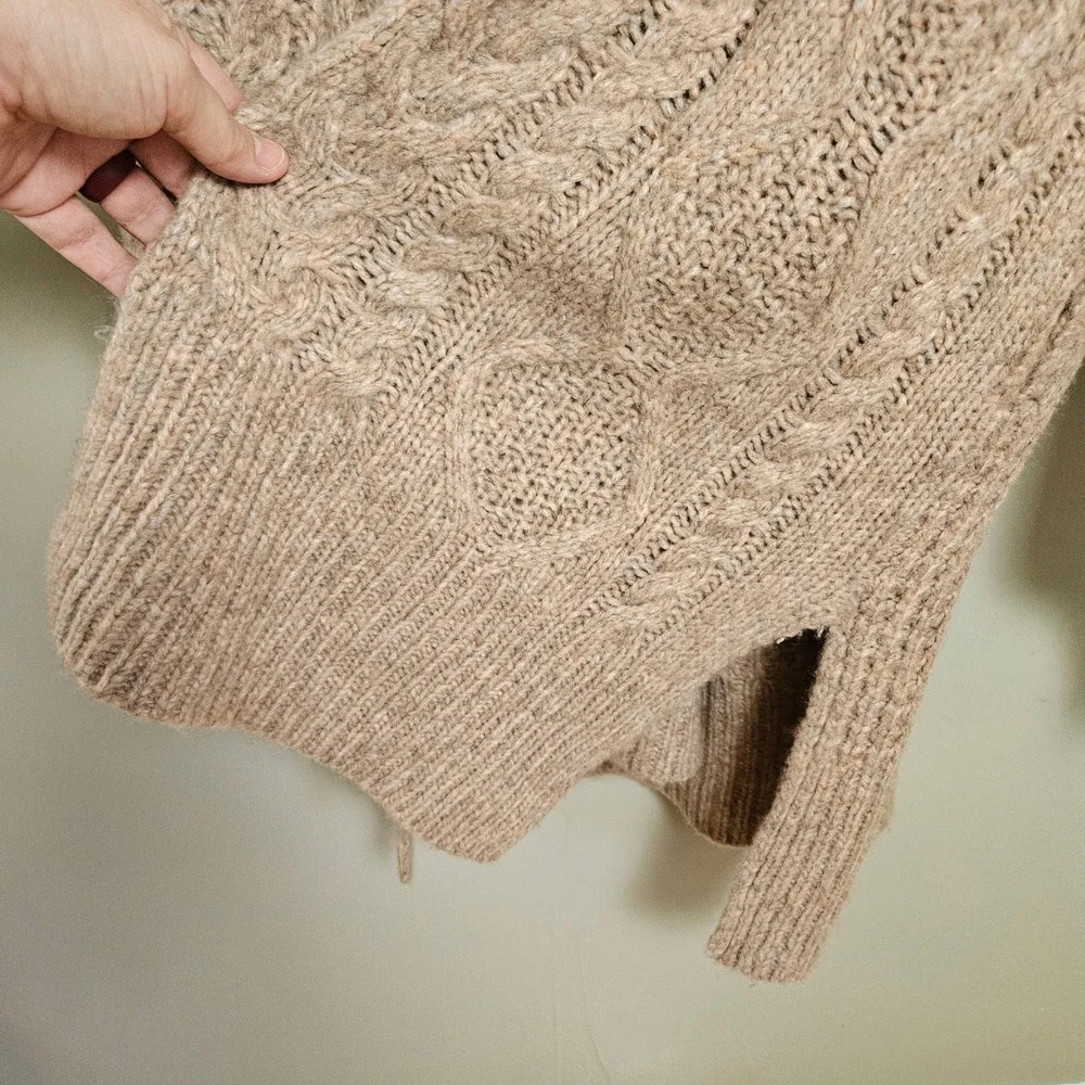 NEW A New Day Long Chunky Cardigan Sz L‎ Open Front Cable Knit Tan Blush NWT